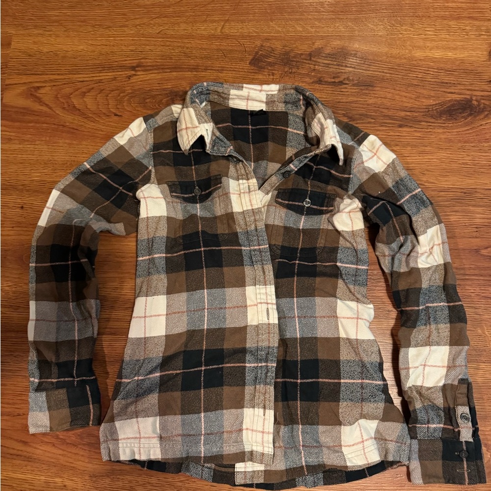 Patagonia Organic Cotton Plaid Shirt in Brown and Cream